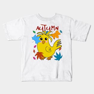 Chicken Autumn Fall Kids T-Shirt